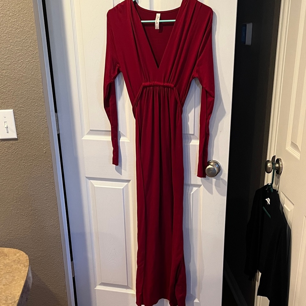 Maternity Red Long Sleeve Dress